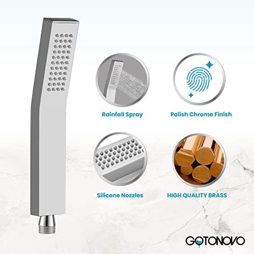 Gotonovo Wall Mount Chrome Polished Handheld Shower Head High Pressure Single Function