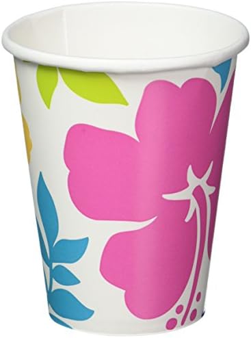 Amscan Hibiscus White Paper Cups - 9 oz Pack of 25