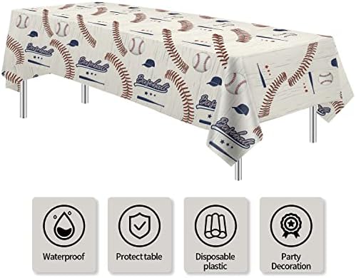 Baseball Party Tablecloth 4 Pack Red Blue Rectangular
