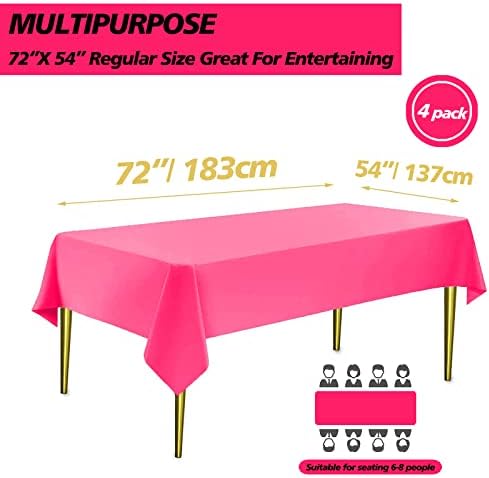 Hot Pink Table Cloth 4 Pack for Party Decorations