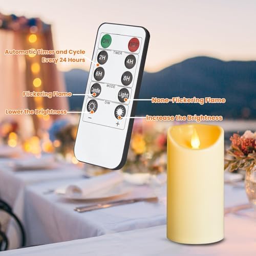 LEOSAN Flameless Candles with Remote Timer 3 pcs