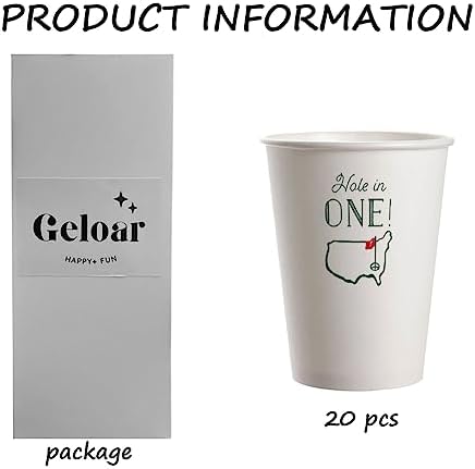 Golf Party Cups 20 Pack 9oz Hole in One First Birthday