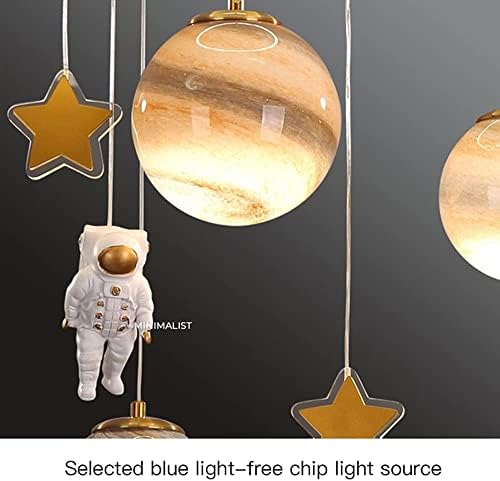 Modern LED Chandelier Glass Ball Flush Mount Ceiling Light for Kids Room Study Bedroom Planet Astronaut Decor