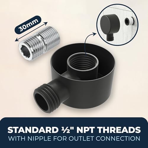 HammerHead Showers All Metal Drop Ell Wall Mount Elbow Adapter Matte Black