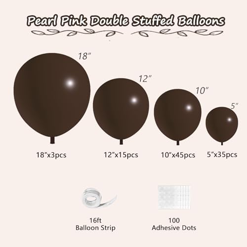 OTLGEUA Dark Brown Balloons 98PCS Double Stuffed Garland Kit