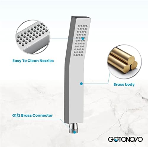 Gotonovo Wall Mount Chrome Polished Handheld Shower Head High Pressure Single Function