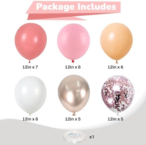 Dusty Pink 12 Inch Metallic Latex Balloons Set