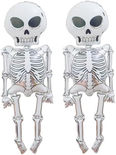 2 Pieces 34x62 Inch Scary Skeleton Balloons for Halloween Decorations