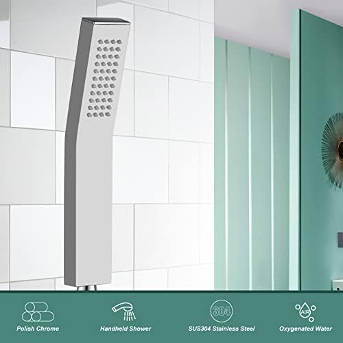 Heyalan Handheld Shower Head with Curved Design and Polished Chrome