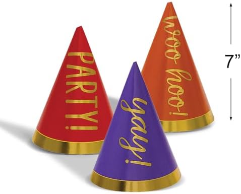Birthday Rainbow Mini Cone Party Hats 4 Inch 12 Pcs