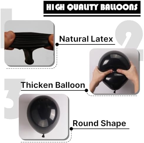 PartyWoo Matte Black Balloons 128 Piece Kit