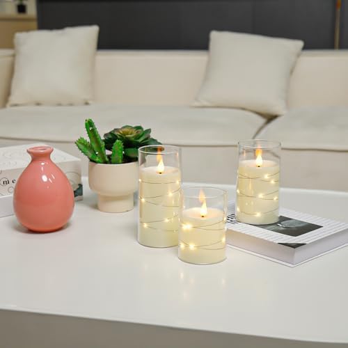 Aignis Flameless Candles with Remote Timer Set of 3