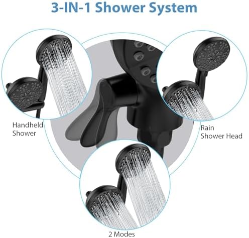 GAOMON 24-Setting 3-Way Shower Head Combo with Handheld and Rain Shower