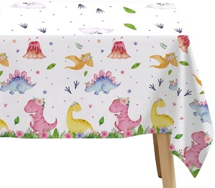 Dinosaur Birthday Party Tablecloth - 3 Pack Pink