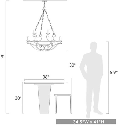 Golden Lighting 1821-9 Black Iron Chandelier