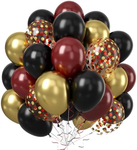 Black Red Gold Balloon Set 60 Pcs 12 Inches Decorations