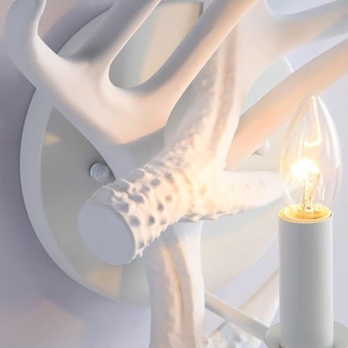 Classical Deer Antler Wall Sconce with Fabric Shade