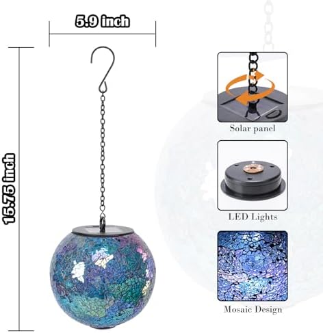 Wonder Solar Mosaic Gazing Ball Outdoor Lantern