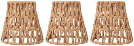 Set of 3 Bohemian Handwoven Rattan Lamp Shades for E14 Bulbs