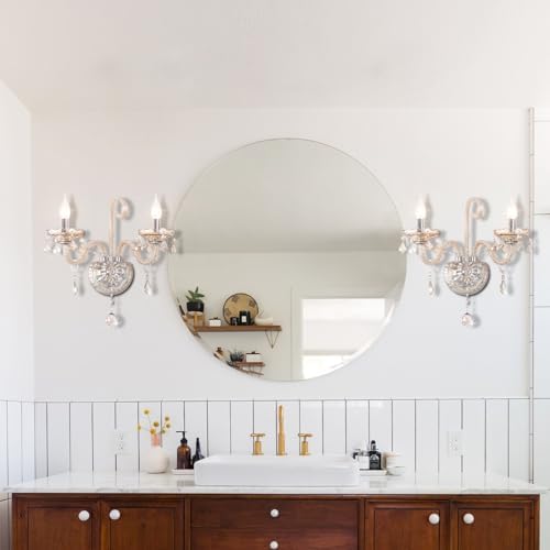 CRYSTOP Classic Crystal Wall Sconce with 2 Lights