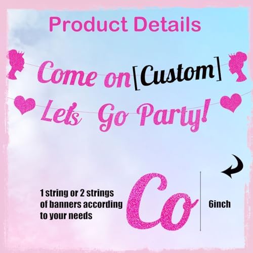Hot Pink Glitter Party Banner Princess Decor