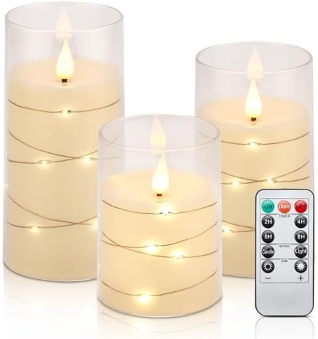 Aignis Flameless Candles with Remote Timer Set of 3
