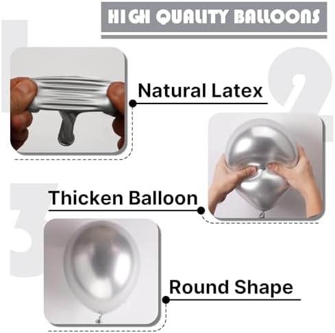 PartyWoo Metallic Silver Balloons 99 Pcs for Decorations