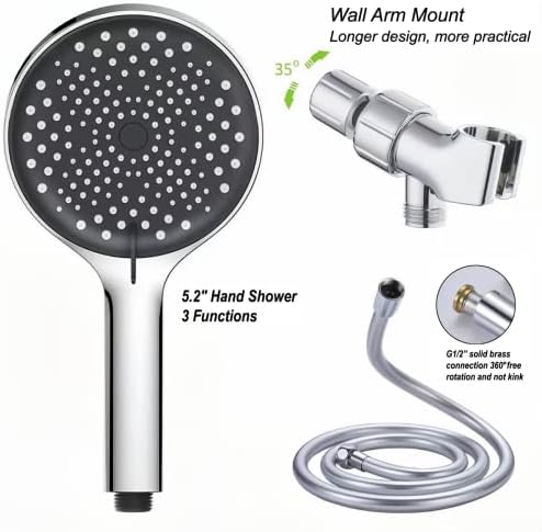 Handheld Shower Head with Chrome Face and PVC Hose