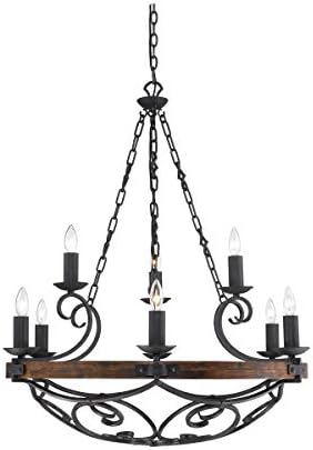 Golden Lighting 1821-9 Black Iron Chandelier