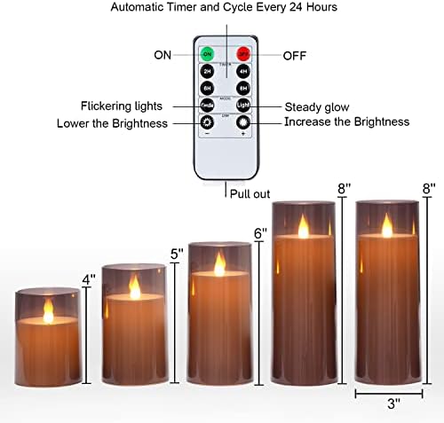 Homemory Gray Flameless Candles Set of 5