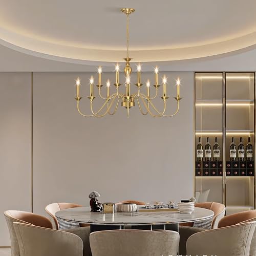 12 Light Gold Farmhouse Chandelier Dining Room Fixture