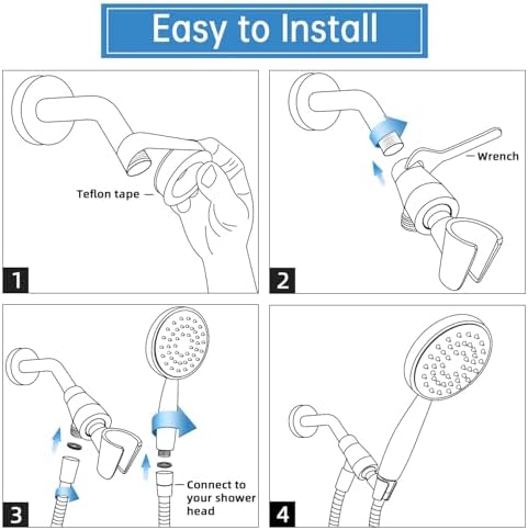 G-Promise All Metal Shower Head Holder with Hose