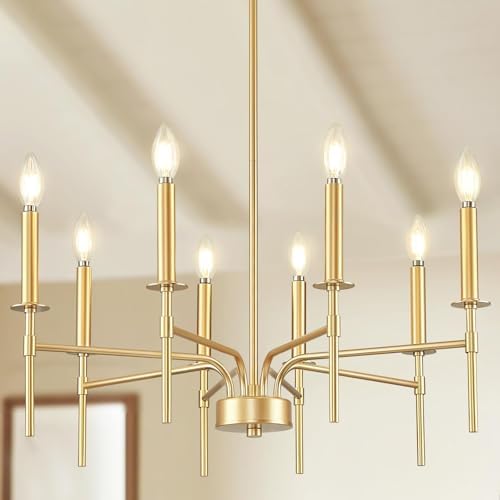 Modern Farmhouse Gold Chandelier with 8 Lights