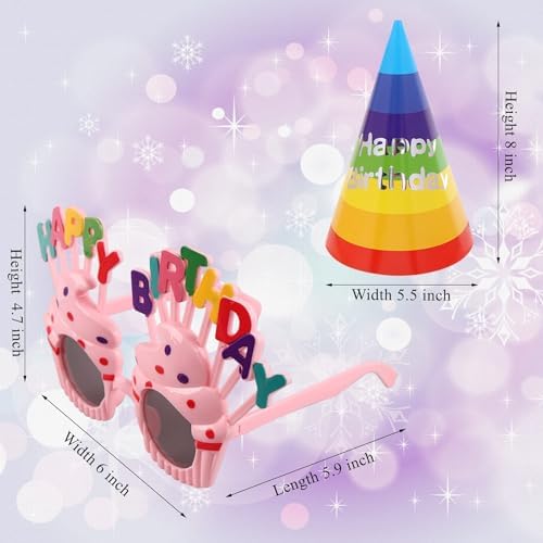 12 PCS Happy Birthday Hats and Sunglasses for Kids Adults Party Favors