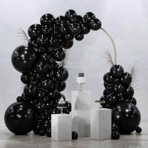 PartyWoo Matte Black Balloons 128 Piece Kit