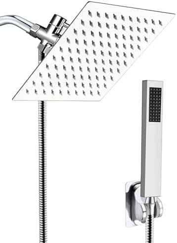 Metal 8 Inch High-Pressure Rainfall Shower Head with Handheld Combo