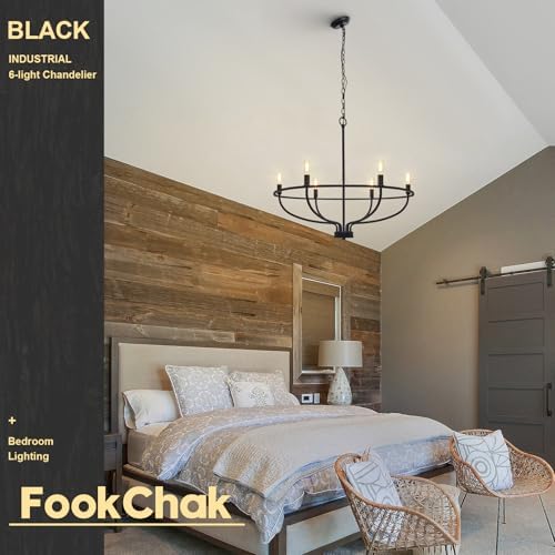 FookChak 6 Light Black Chandelier for Dining Room