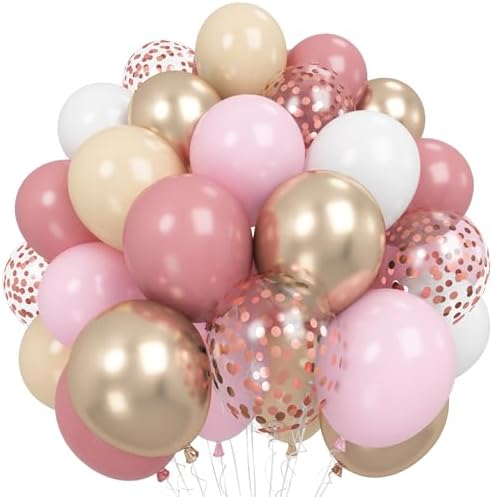 Dusty Pink 12 Inch Metallic Latex Balloons Set