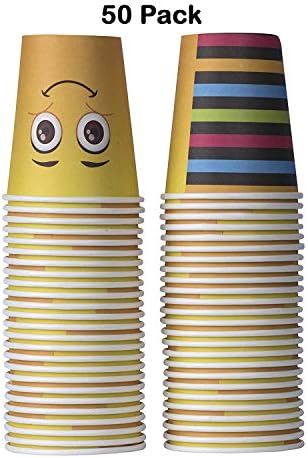 Hammont Smiley 9 oz Disposable Paper Cups 50 Pack