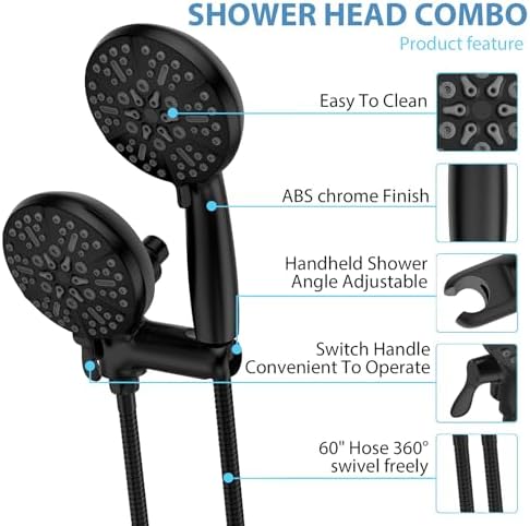 GAOMON 24-Setting 3-Way Shower Head Combo with Handheld and Rain Shower