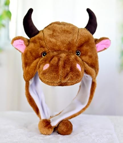 Plush Animal Hat with Ear Flaps for Kids Teens Adults Halloween Party