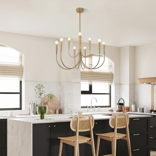 Magiroz 9 Light Gold Candle Chandelier Pendant Light