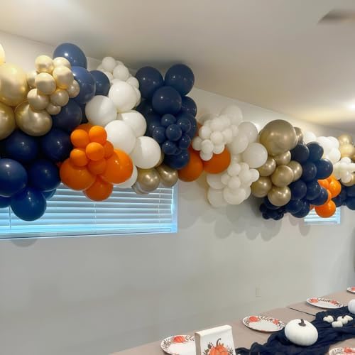 Froova Graduation Balloon Arch Kit 129pcs Burnt Orange Navy Blue White Sand Metallic Gold Fall Decor
