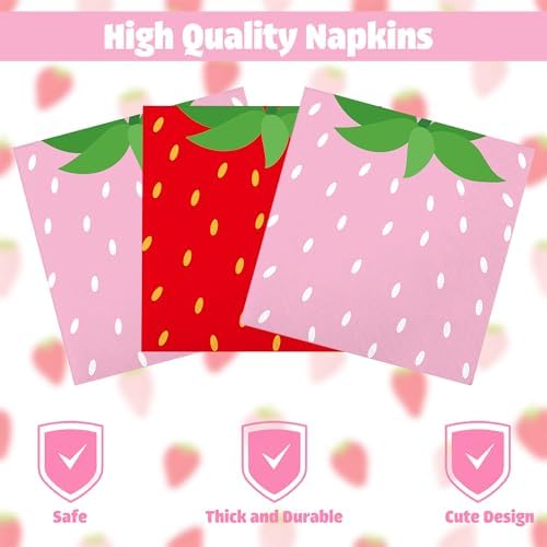 Augisteen Strawberry Party Tableware Set for 24 Guests
