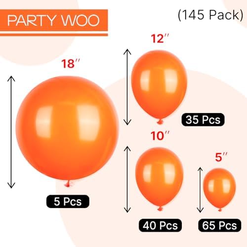 PartyWoo Orange Balloons 145 PCS Fall Decor Kit