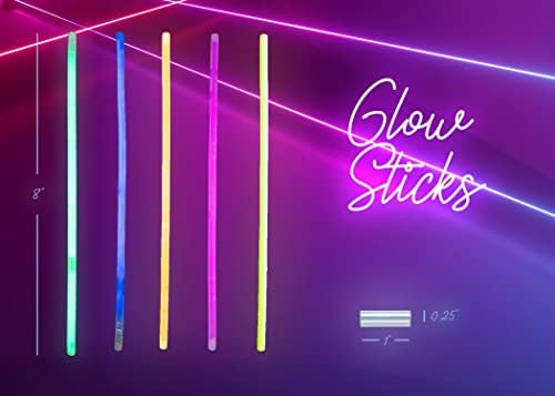 Play22 300 Pc 8 Ultra Bright Glow Sticks Bulk Party Pack