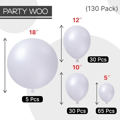 PartyWoo Pearl White Balloons 130 PCS Balloon Arch Kit
