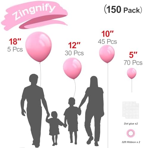 Zingnify Pastel Pink Balloons 150 Pcs Set