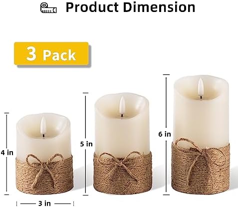 Flameless Candles Set with Remote Control and Timer 4 5 6 Pack of 3