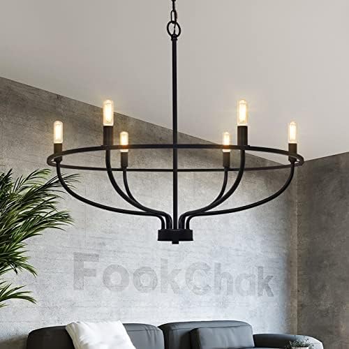 FookChak 6 Light Black Chandelier for Dining Room